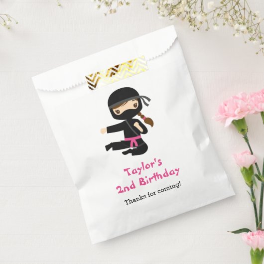 Ninja Girl Favor Bags - gepersonaliseerde verjaard Bedankzakje (Gezegeld)