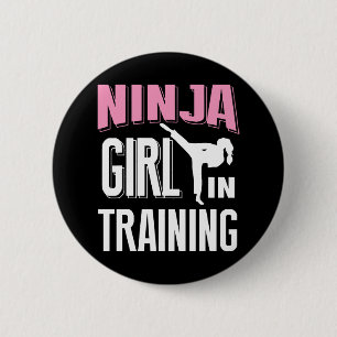 Ninja Girl in Training Karate Taekwondo S voor Mei Ronde Button 5,7 Cm