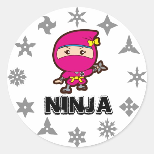 Ninja Girl Ronde Sticker (Voorkant)