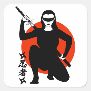 Ninja Girl Vierkante Sticker