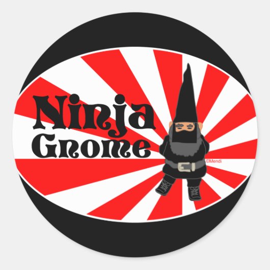Ninja Gnome Ronde Sticker (Voorkant)