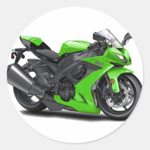 Ninja Green Bike Ronde Sticker