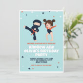 Ninja Gymnastique Twin Birthday Party Invitation (Debout devant)