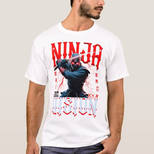 Ninja Holding Katana – Dark Urban Style Art Design T-shirt (Voorkant)