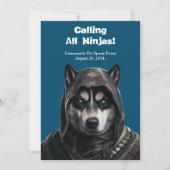 Ninja Husky Pet Dog Invitation Card Classic Navy (Devant)