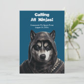Ninja Husky Pet Dog Invitation Card Classic Navy (Debout devant)