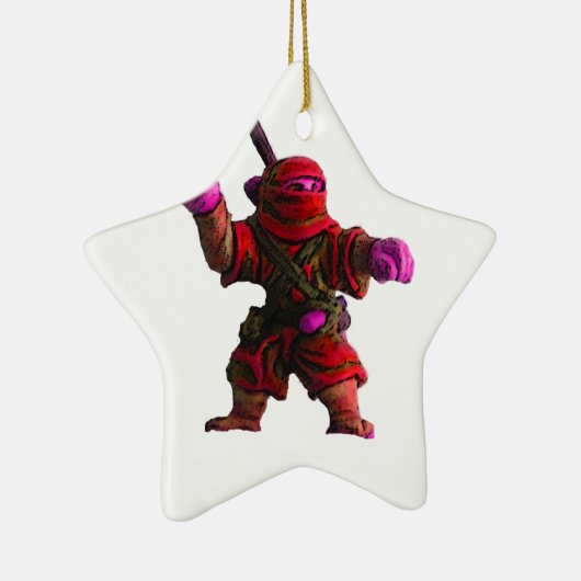 Ninja in het rood keramisch ornament (Rechts)
