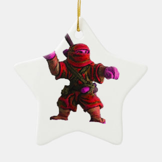 Ninja in het rood keramisch ornament