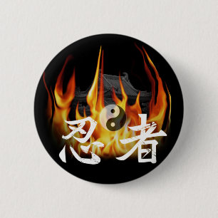 Ninja in Vuur Ronde Button 5,7 Cm