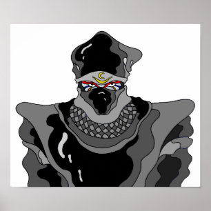 Ninja in zwarte kledij. poster
