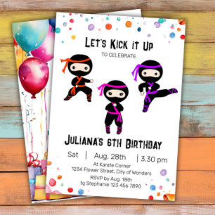 Ninja Invitation anniversaire - Filles Ninja Party