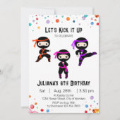 Ninja Invitation anniversaire - Filles Ninja Party (Devant)