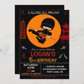 Ninja invitation anniversaire invitation guerrier  (Devant / Derrière)