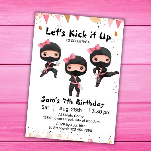 Ninja Invitation anniversaire - Ninja Girl Party