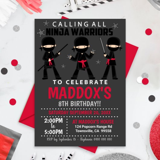 Ninja Invitation Anniversaire Red Ninja