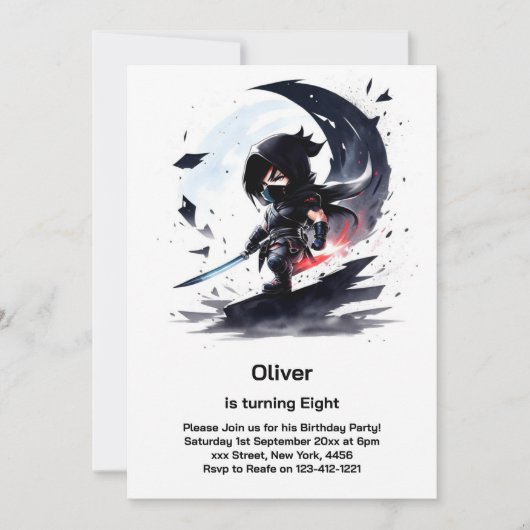 Ninja Invitation d'anniversaire (Devant)