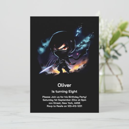 Ninja Invitation d'anniversaire (Debout devant)