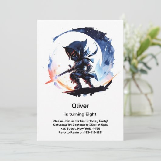 Ninja Invitation d'anniversaire (Debout devant)