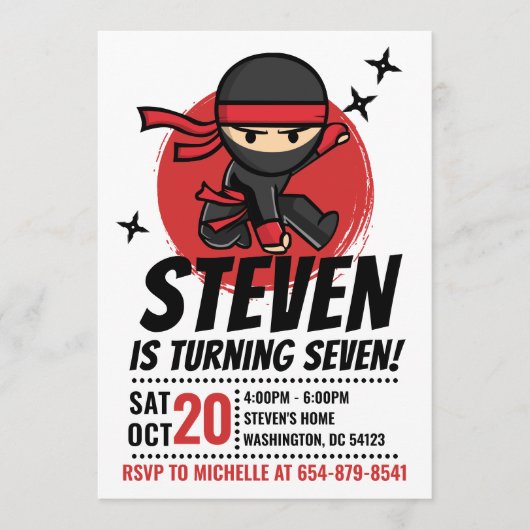 Ninja Invitation d'anniversaire, Ninja Invitation  (Devant)