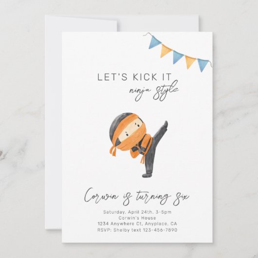 Ninja Invitation d'anniversaire | Ninja Party Invi (Devant)