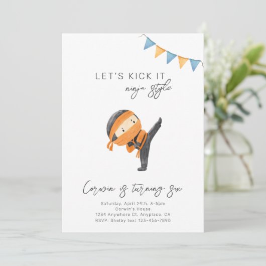 Ninja Invitation d'anniversaire | Ninja Party Invi (Debout devant)