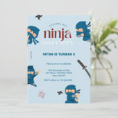 Ninja Invitation d'anniversaire | Parti bleu Ninja (Debout devant)