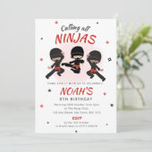 Ninja Invitation d'anniversaire - Red Karate Party (Debout devant)