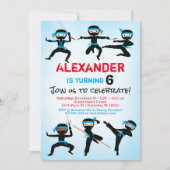 Ninja Invitation Ninja Boy Birthday Invite Kaart (Voorkant)