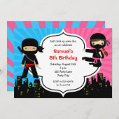 Ninja Invitations Anniversaire (Garçon Jumelles Ju (Devant / Derrière)