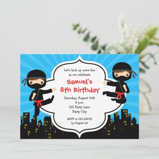 Ninja Invitations d'anniversaire (Garçons) (Debout devant)