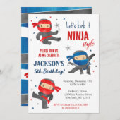 Ninja Karate Anniversaire Fête Invitations (Devant / Derrière)