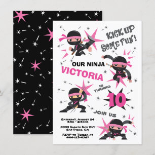 Ninja Karate Girl Warrior Birthday Party Kaart