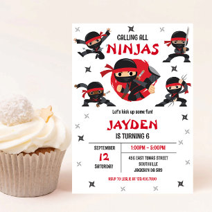Ninja Karate Kids Jongens Verjaardagsfeest Uitnodi Kaart
