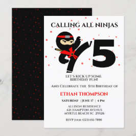 Ninja Karate Verjaardag Custom Age Party Uitnodigi Kaart