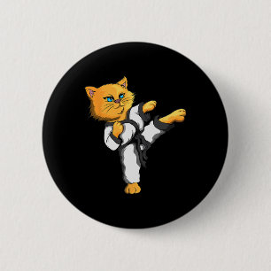 Ninja Kat Karate Martial Arts Taekwondo Kat Eigena Ronde Button 5,7 Cm
