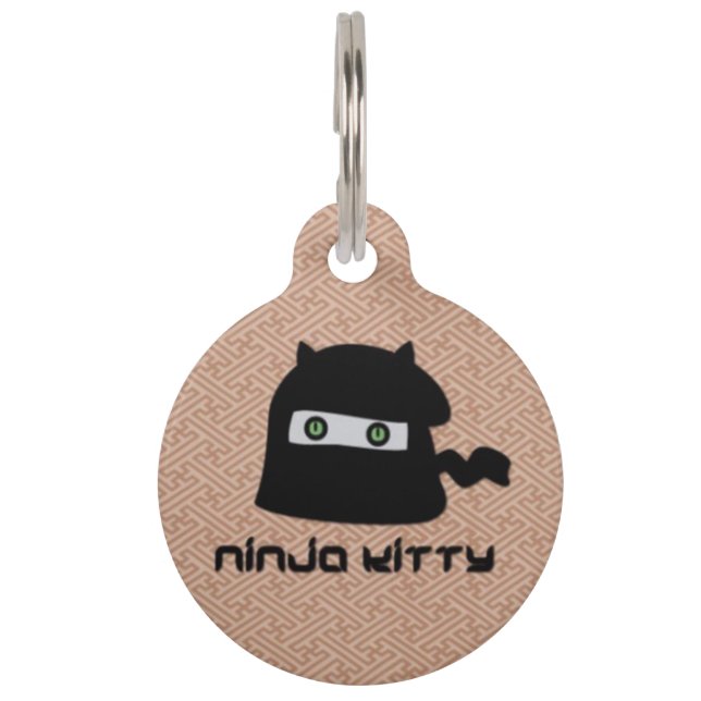 Ninja Kat Pet ID Tag Huisdierpenning (Voorkant)