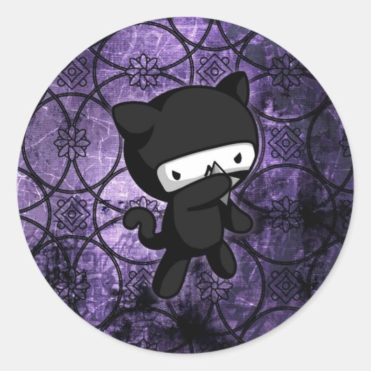 Ninja Kat Ronde Sticker (Voorkant)