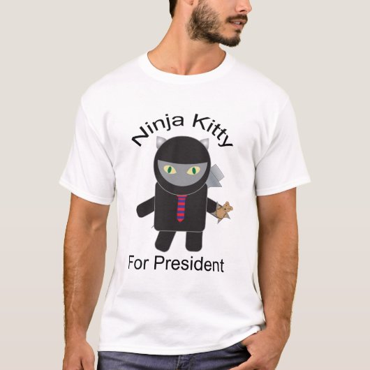 Ninja Kat voor President Shirt (Voorkant)