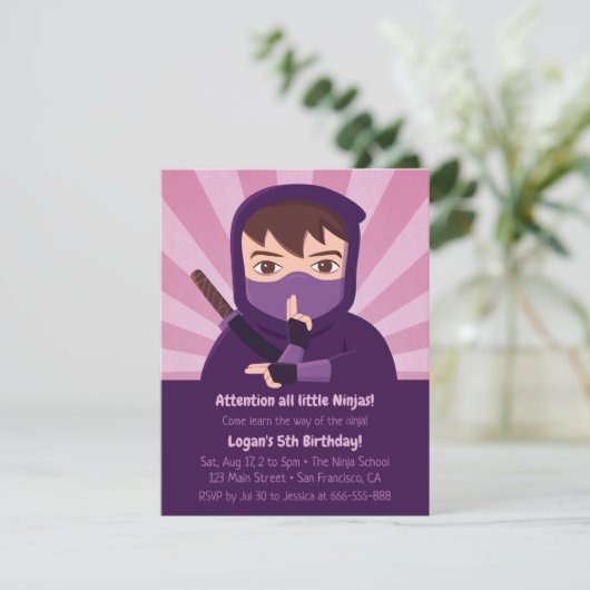 Ninja Learn Ninjutsu kinderen Birthday party Kaart (Staand voorkant)