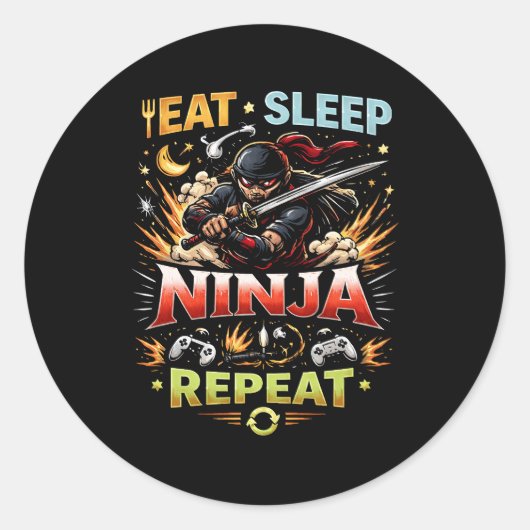 Ninja Levenslus Ronde Sticker (Voorkant)
