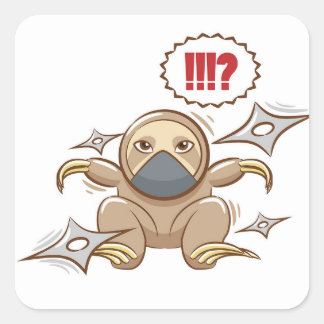 Ninja Luiaard Vierkante Sticker