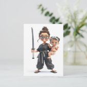 Ninja mama briefkaart (Staand voorkant)