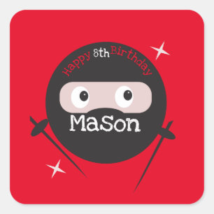 Ninja Martial Arts Karate Boys Birthday Vierkante Sticker