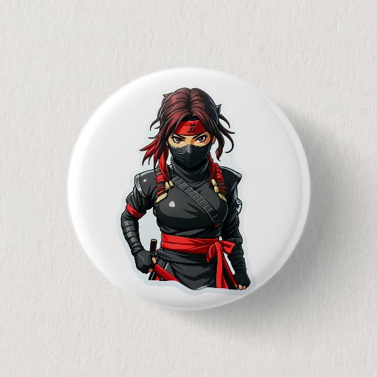 Ninja Meisje Ronde Button 3,2 Cm (Voorkant)