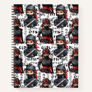 Ninja Meisjes Anime Met Tekst Patroon Ontwerp Notitieboek