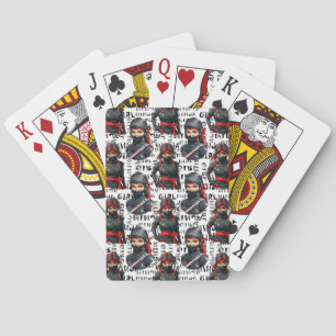 Ninja Meisjes Anime Met Tekst Patroon Ontwerp Pokerkaarten