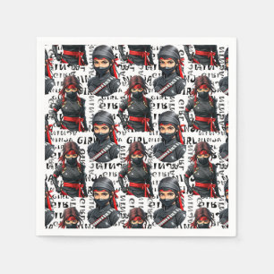 Ninja Meisjes Anime Met Tekst Patroon Ontwerp Servet