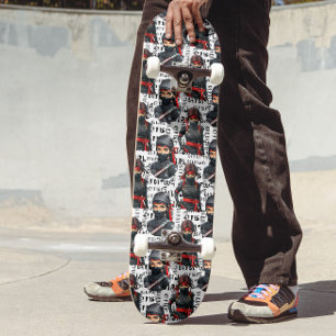 Ninja Meisjes Anime Met Tekst Patroon Ontwerp Skateboard