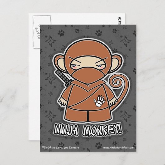 Ninja Monkey. Briefkaart (Voorkant / Achterkant)