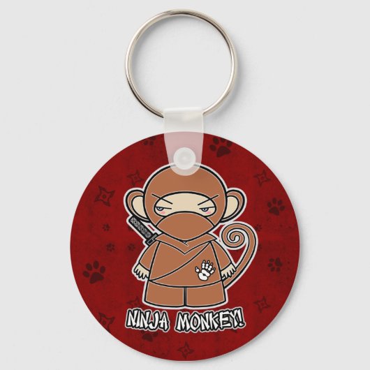 Ninja Monkey. In rode Sleutelhanger (Voorkant)